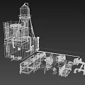 Public Utility Infrastructure With Water Tower Industrial Buildings And Metal Structures