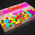 Vibrant Sweet Candy Box Package Filled With Assorted Round Colorful Candies 3d model