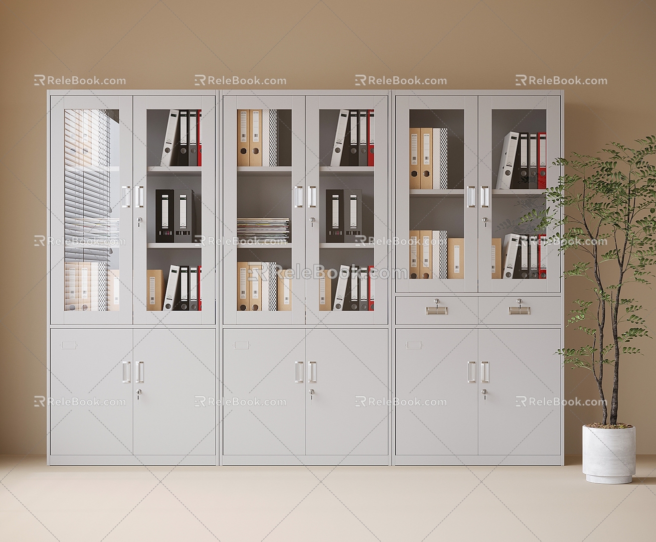 Modern Office File Cabinet Locker Bookcase 3d model