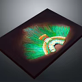Mythical Character Wearing Vibrant Green Feather Headdress With Colorful Decorative Elements
