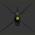 Blue Model Airplane With Yellow Gray Details Propeller And Wing Stripes On Dark Background