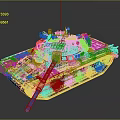 Detailed Military Tank Featuring Camouflage Paint Tracks Turret And Gun Barrel