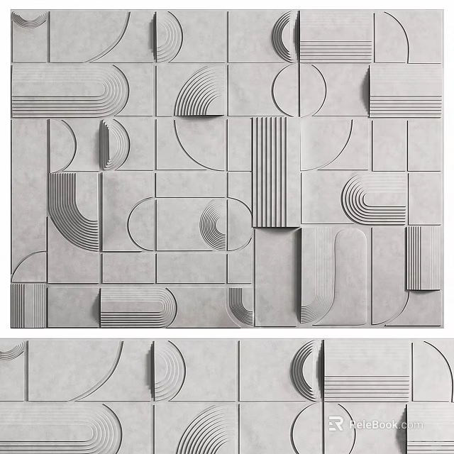 Modern Building Exterior Wall With Geometric Patterns And Textured Concrete Surfaces 3d model