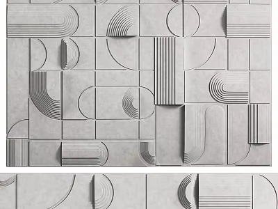 Modern Building Exterior Wall With Geometric Patterns And Textured Concrete Surfaces 3d model
