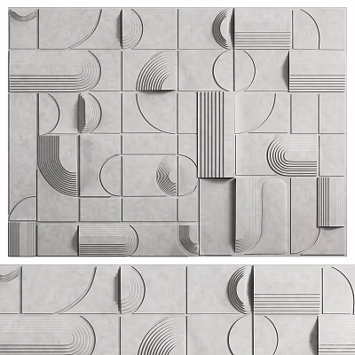 Modern Building Exterior Wall With Geometric Patterns And Textured Concrete Surfaces 3d model