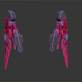 Red And Black Robotic Mechanical Arms With Symmetrical Structure And Industrial Joint Components