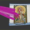Artistic Scroll Painting Featuring Female Figure With Halo And Unfolded Sketches