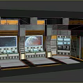Sci-Fi Control Room With Multiple Consoles Large Screens Earth View And Starry Sky Background 3d model