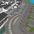 Waterfront Urban Development With Traditional Modern Buildings Plaza And Moored Boats