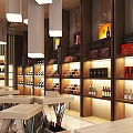 Well Lit Tobacco And Alcohol Shop Interior With Shelves Displaying Wine Spirits And Products