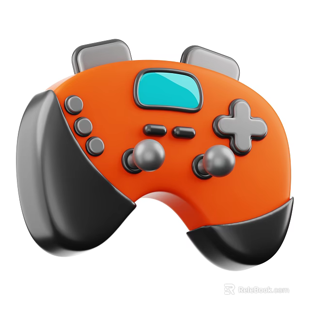 Orange And Black Game Controller Play Equipment With Joysticks Buttons And Screen 3d model 