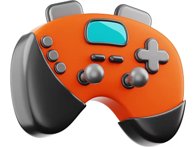 Orange And Black Game Controller Play Equipment With Joysticks Buttons And Screen 3d model