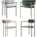 Modern Dining Chairs With Gray Green Velvet Upholstery And Black Gold Metal Frames