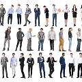 Diverse Group Of People In Professional And Casual Outfits Standing In Various Poses
