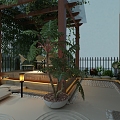 Japanese Chinese style courtyard landscape small yard 3d model