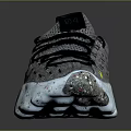 Nike Sports Shoes With Grey Knit Upper Yellow Accents And White Speckled Sole Crisscross Laces