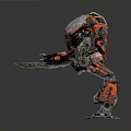 Red Humanoid Robot Featuring Transparent Cockpit And Detailed Metallic Mechanical Armor Structure 3d model