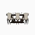 Elegant Dining Table Set With Six Light Upholstered Chairs And Place Settings 3d model