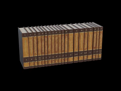 Neatly Arranged Book Collection With Brown And Black Spines On Shelf 3d model