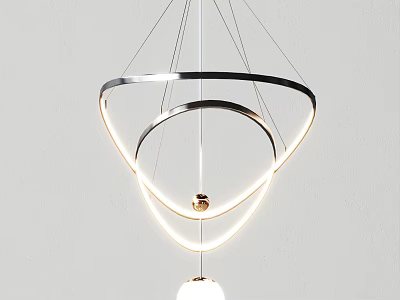 Modern Geometric Chandelier With Sleek Metal Rings And LED Lighting Fixture 3d model