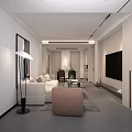 Modern Minimalist Living Dining Room Interior Design With Sofa Coffee Table Floor Lamp And Rug
