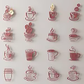 Decorative Coffee Cup Wall Decor With Various Designs For Home Interior 3d model