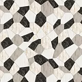 Geometric Hexagonal Tile Floor With Marble Texture And Multicolor Design