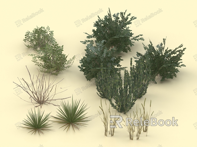 bush grass plant heap water grass model