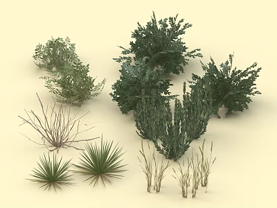 Various Green Shrubs With Different Growth Sizes And Leaf Shapes For Landscaping Projects 3d model