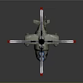 3D Green Helicopter Model With Blue Windows And Red Tipped Rotor Blades