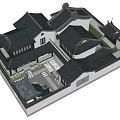 Traditional Chinese Ancient Architecture With Overhanging Eaves Gray Tiles White Walls And Courtyard