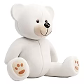 Cute White Plush Teddy Bear With Brown Nose And Paw Prints