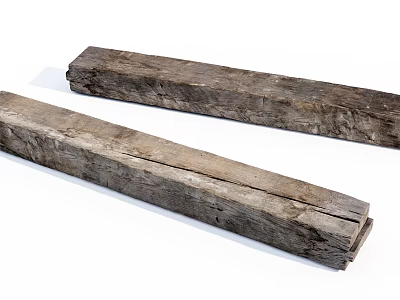 Natural Stone Wood Beams With Rustic Texture And Weathered Surface 3d model