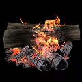 Realistic Garden Ornaments Featuring Burning Logs With Flaming Fire Design For Outdoor Spaces