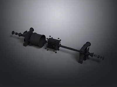 3D Model of Mechanical Device With Cylindrical Components Rod Structure and Small Parts 3d model