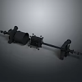 3D Model of Mechanical Device With Cylindrical Components Rod Structure and Small Parts