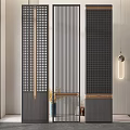 Modern Interior Partition Design With Geometric Patterns Vertical Stripes And Metal Accents 3d model