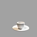 Isolated White Cup Placed On White Saucer Against Gray Background 3d model