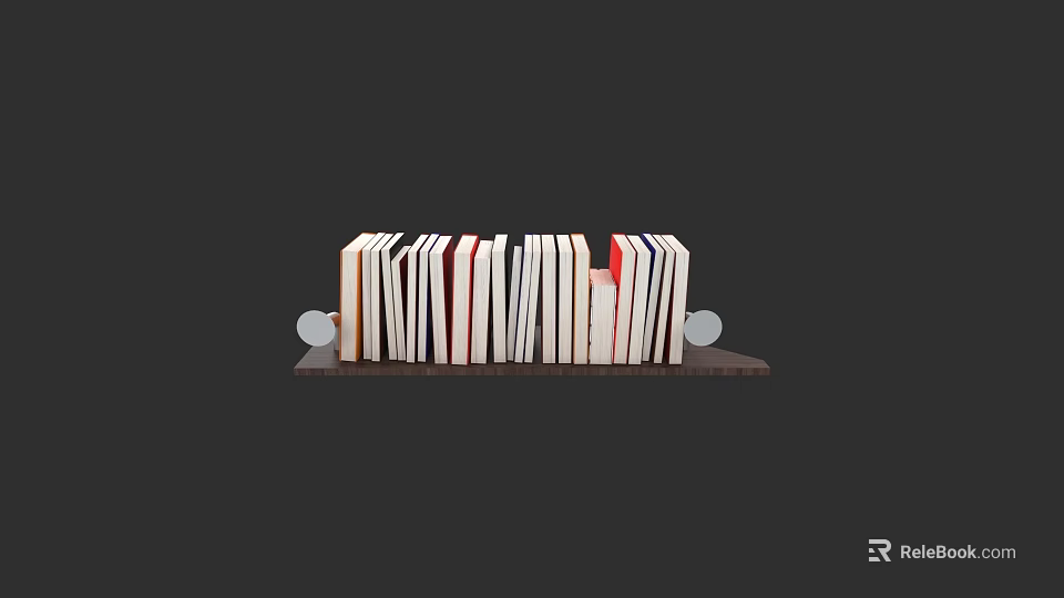 Neatly Arranged Books On Wooden Bookshelf With Simple Design 3d model 