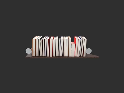 Neatly Arranged Books On Wooden Bookshelf With Simple Design 3d model