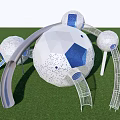 Spherical Design Outdoor Playground Equipment With Slides And Green Grass Area