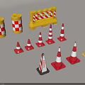 Public Facilities Including Traffic Cones Barriers With Striped Design And Warning Signs