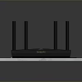 High Performance Wireless Router With Multiple Antennas And Power Adapter On White Marble Surface 3d model