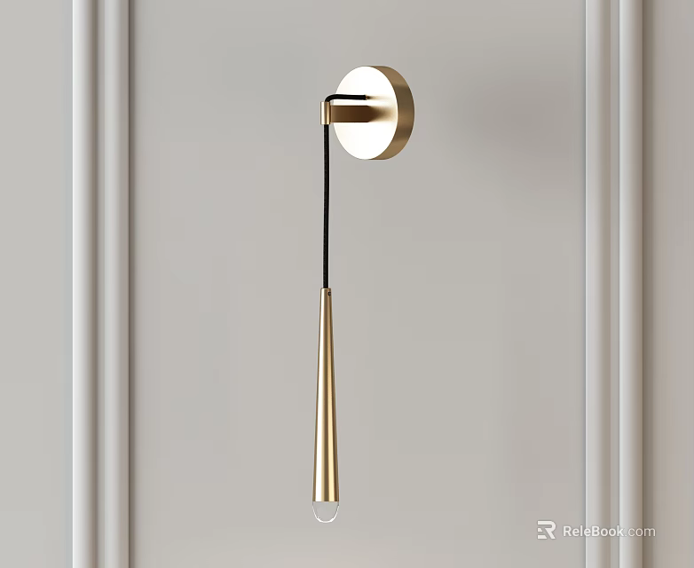 Modern Golden Wall Lamp With Cone Shaped Shade And Metallic Finish 3d model 