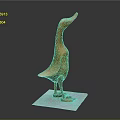 Wooden Duck Sculpture Carving With Standing Pose And White Base