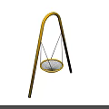 Outdoor Playground Swing With Yellow Arch Frame And Hanging Net Seat For Kids