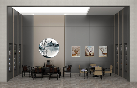 New Chinese Chess and Card Room Tea Room 3d model