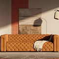 Modern double sofa multiplayer sofa 3d model