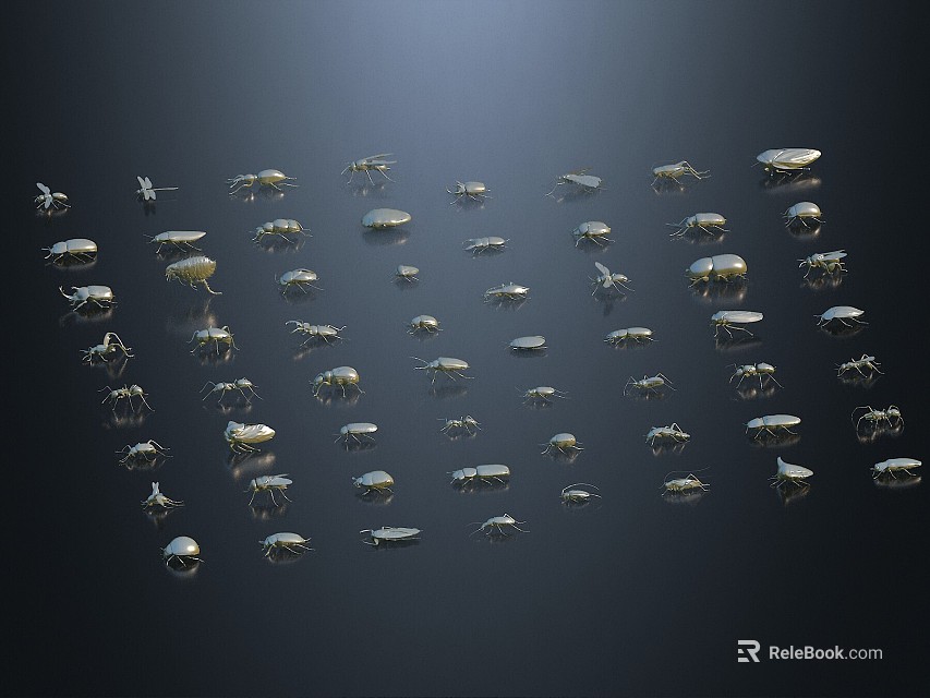 Numerous Small Flying Animals Gracefully Swarming in Formation Against Dark Background 3d model 