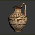 Traditional Ancient Greek Terracotta Jug With Geometric Patterns And Animal Motifs